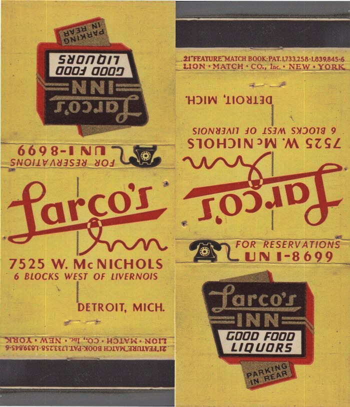 Larcos Inn - Matchbook (newer photo)